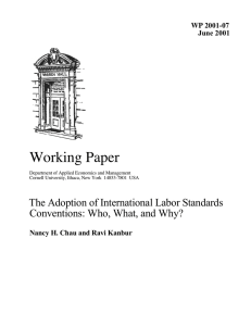 Working Paper The Adoption of International Labor Standards 2001-07