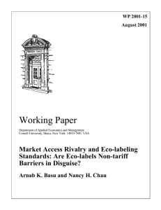 Working Paper Market Access Rivalry and Eco-labeling Standards: Are Eco-labels Non-tariff