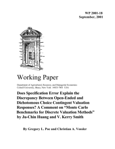 Working Paper WP 2001-18 September, 2001