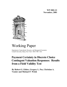 Working Paper WP 2001-21 November, 2001