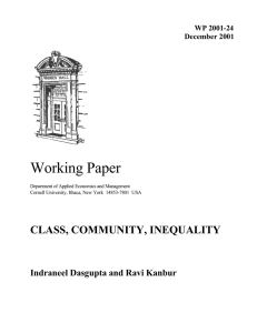 Working Paper CLASS, COMMUNITY, INEQUALITY Indraneel Dasgupta and Ravi Kanbur WP 2001-24