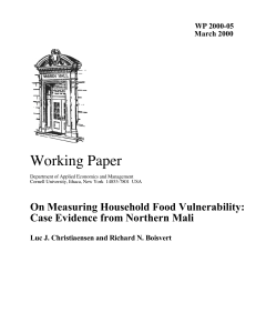 Working Paper On Measuring Household Food Vulnerability: Case Evidence from Northern Mali 2000-05