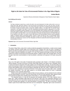 Right to Life Under the Yoke of Environmental Pollution in... Aniekan Mendie Journal of Educational and Social Research MCSER Publishing, Rome-Italy