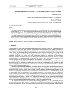Teachers Attitude towards Use of ICT in Technical and Non-Technical... Sameena Farrukh Journal of Educational and Social Research MCSER Publishing, Rome-Italy