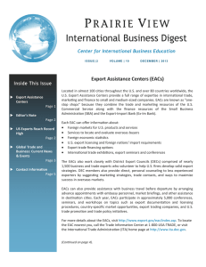 International Business Digest Export Assistance Centers (EACs) Center for International Business Education