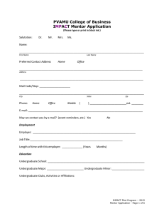 PVAMU College of Business I A T Mentor Application