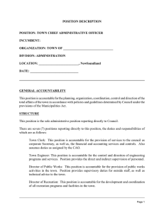 POSITION POSITION: TOWN CHIEF ADMINISTRATIVE OFFICER INCUMBENT: ORGANIZATION: TOWN OF _______________________________