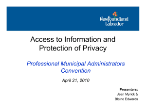 Access to Information and Protection of Privacy Professional Municipal Administrators Convention