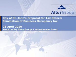 City of St. John’s Proposal for Tax Reform 23 April 2010