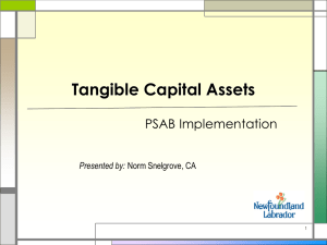 Tangible Capital Assets PSAB Implementation Presented by: 11