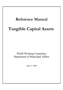 Tangible Capital Assets Reference Manual PSAB Working Committee Department of Municipal Affairs