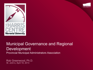 Municipal Governance and Regional Development Provincial Municipal Administrators Association
