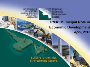 PMA: Municipal Role in Economic Development April, 2012
