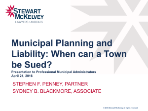 Municipal Planning and Liability: When can a Town be Sued?