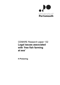 Portsmouth Legal  issues associated with  ‘free fish farming at sea’