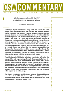 Commentary osw Ukraine’s cooperation with the IMF – unfulfilled hopes for deeper reforms