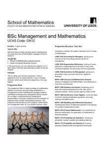 BSc Management and Mathematics School of Mathematics  UCAS Code: GN12