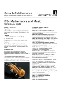 BSc Mathematics and Music School of Mathematics  UCAS Code: GW13