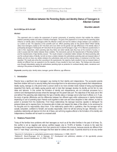 Relations between the Parenting Styles and Identity Status of Teenagers... Albanian Context  Brunilda Laboviti