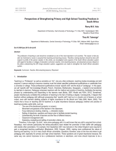 Perspectives of Strengthening Primary and High School Teaching Practices in
