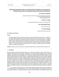 Relationship between Perceptions of Parental Punitive Discipline and Involvement in