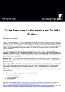 Career Resources for Mathematics and Statistics Students Careers Centre Think about your skills