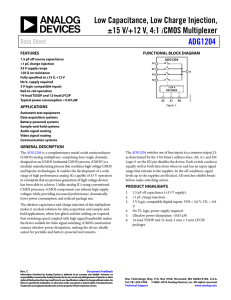 Low Capacitance, Low Charge Injection, ±15 V/+12 V, 4:1 ADG1204 Data Sheet