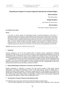 Comprehensive Analysis on Consumer Appeal by Hotel Services of Akmola... Gulmira Abisheva Almagul Nurgalieva Journal of Educational and Social Research