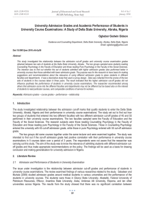 University Admission Grades and Academic Performance of Students in