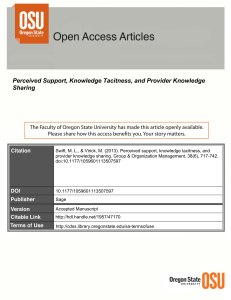 Perceived Support, Knowledge Tacitness, and Provider Knowledge Sharing