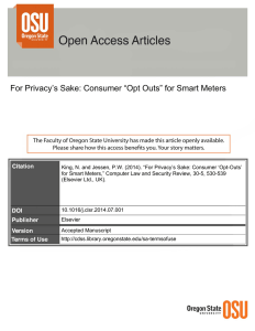 For Privacy’s Sake: Consumer “Opt Outs” for Smart Meters