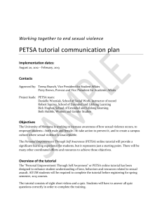 PETSA tutorial communication plan Working together to end sexual violence Implementation dates: Contacts