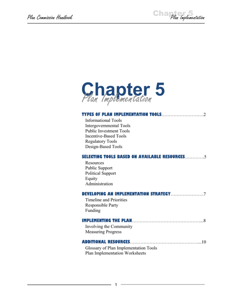 Chapter 5 Plan Implementation