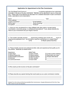 Application for Appointment to the Plan Commission