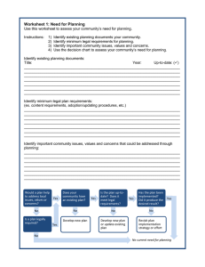 Worksheet 1: Need for Planning