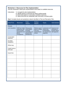 Worksheet 1: Resources for Plan Implementation