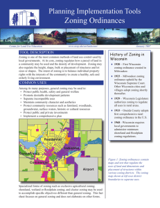 Zoning Ordinances Planning Implementation Tools History of Zoning in Wisconsin