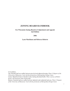 ZONING BOARD HANDBOOK For Wisconsin Zoning Boards of Adjustment and Appeals 2006