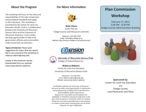 Plan Commission Workshop For More Informa  on About the Program