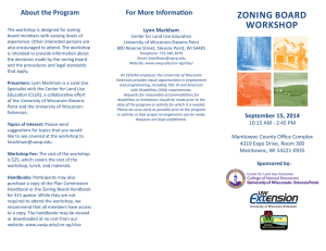 ZONING BOARD WORKSHOP For More Informa  on About the Program