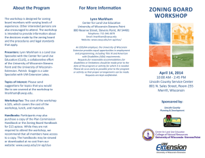 ZONING BOARD WORKSHOP For More Informa  on About the Program