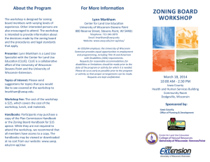 ZONING BOARD WORKSHOP For More Informa  on About the Program