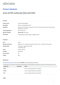 Anti-ACTH antibody [56] ab21003 Product datasheet Overview Product name