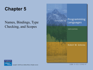 Chapter 5 Names, Bindings, Type Checking, and Scopes ISBN 0-321-19362-8