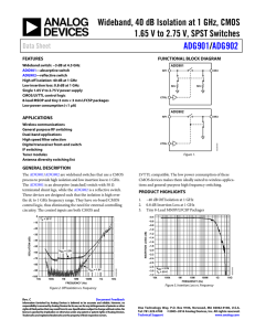 Wideband, 40 dB Isolation at 1 GHz, CMOS / ADG901
