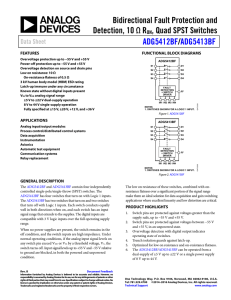 Bidirectional Fault Protection and Detection, 10 Ω R , Quad SPST Switches /