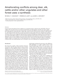 Ameliorating conflicts among deer, elk, cattle and/or other ungulates and other