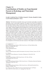 Contributions of Studies on Experimental Forests to Hydrology and Watershed Management Chapter 14