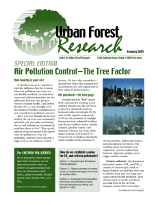 Research Urban Forest Air Pollution Control—The Tree Factor SPECIAL EDITION