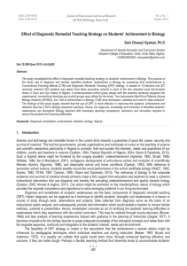 Effect of Diagnostic Remedial Teaching Strategy on Students’ Achievement in... Sam Oluseyi Oyekan, Ph.D Journal of Educational and Social Research